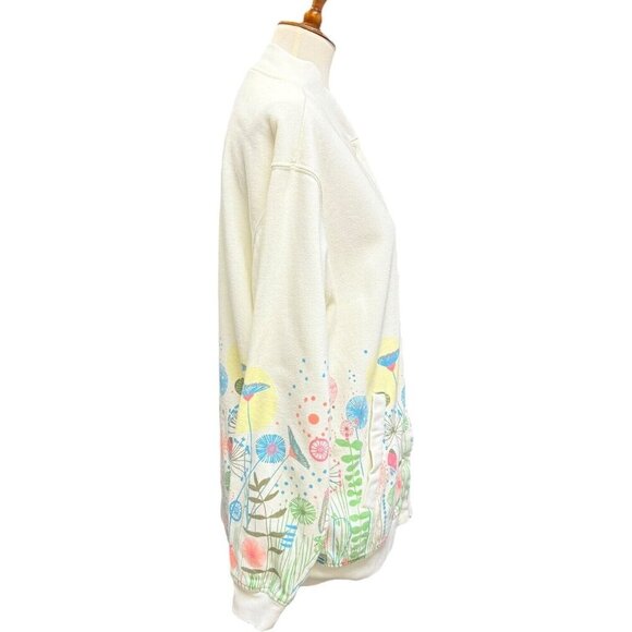 Blair Cream Floral Snap Front Jacket Women's L Spring Garden Print Lightweight - Picture 4 of 16